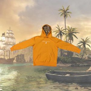 Yellow Mini Pirate Hoodie: Cotton-Poly Blend with Silk-Lined Hood